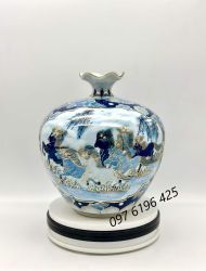 Bình hút tài lộc miệng lượn vẽ nhị cảnh
