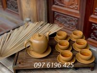 Ấm chén Bát Tràng men gốm vàng
