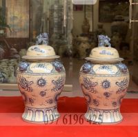 Chóe sứ men rạn lưỡng long chầu nguyệt 60 lít