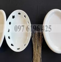 Bếp hâm nóng thức ăn bằng gốm sứ, hình bầu dục
