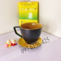 Bộ cốc cà phê quai vuông men gốm vàng