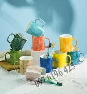 Cốc sứ, ly sứ men quai C vân đá