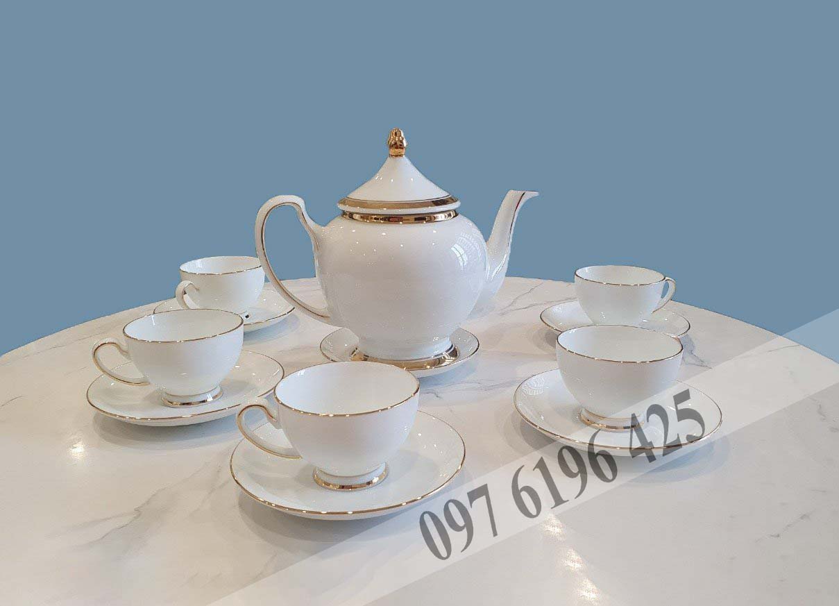 Bộ trà viền vàng kim cao cấp dung tích 1.2L