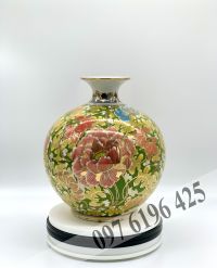 Bình hút lộc hoa dây vẽ vàng nền xanh ngọc lục bảo