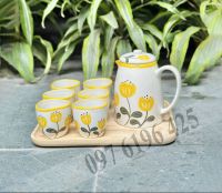 Bộ trà Bát Tràng hoa vàng vẽ tay cao cấp