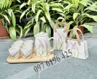 Bộ trà Bát Tràng hoa oải hương