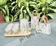 Bộ trà Bát Tràng hoa oải hương