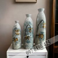 Bộ 3 lọ hoa decor dáng chai cổ thắt