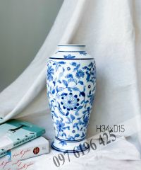 Lọ hoa men lam vẽ hoa dây dáng đùi dế