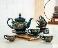 Ấm chén Bát Tràng dáng phú quý hoa sen vàng kim