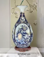 Lọ tỳ bà men lam vẽ tứ cảnh vàng kim