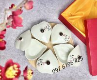 Khay mứt tim 5 ngăn đào hồng