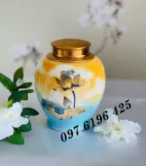 Lọ đựng trà vân mây sen vàng kim dáng chóe