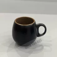 Cốc cà phê men gốm thân bầu miệng cúp quai tròn