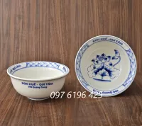 Bát tô phở viền trám hoa sen xanh