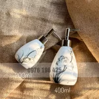Bình đựng dầu gội sữa tắm dáng xoài họa tiết hoa sen