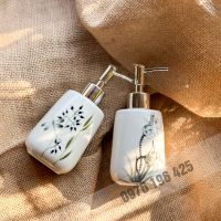 Bình đựng dầu gội sữa tắm thân bầu họa tiết vẽ tay