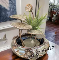 Thác nước phong thủy lá sen 5 tầng màu nâu