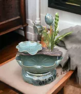 Thác nước phong thủy sen nụ gốm sứ Bát Tràng