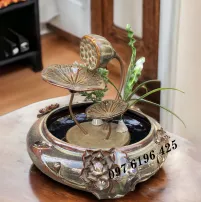 Thác nước phong thủy đắp sen kích thước 35x35 màu nâu