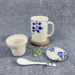 Cốc lọc trà vẽ lá xanh