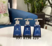 Bình đựng dầu gội men hỏa biến xanh in logo