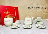 Ấm chén in logo viettel dáng vuông