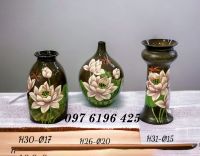 Lọ hoa Bát Tràng men gốm vẽ sen 3d