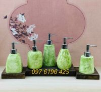 Bình dầu gội sữa tắm sứ men đá xanh cốm
