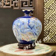 Bình tài lộc  vẽ vàng miệng lượn nhị cảnh