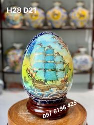 Trứng phong thuỷ gốm sứ Bát Tràng nhị cảnh