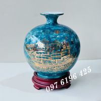 Bình hút tài lộc vân đá xanh vẽ vàng thuận buồm xuôi gió