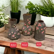 Bình gốm đắp đào hồng (mẫu 1)