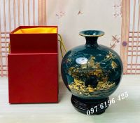 Bình hút tài lộc thuận buồm xuôi gió vẽ vàng màu xanh lục