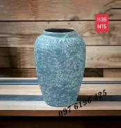 Bình hoa dáng chum màu xanh vân đá