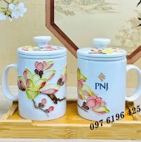 Cốc lọc trà hoa mộc lan in logo PNJ