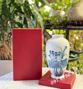 Lọ hoa quà tặng vẽ sen tràm
