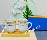 Ly sứ có nắp viền hoa vàng kim-mẫu 1