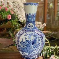 Lọ tỏi men lam vẽ tứ cảnh vạn sự như ý