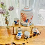 Bình đựng nước bằng sứ có vòi vẽ cá