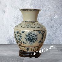 Lọ hoa quà tặng men rạn kẻ vàng trường phúc