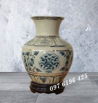 Lọ hoa quà tặng men rạn kẻ vàng trường phúc