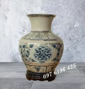 Lọ hoa quà tặng men rạn kẻ vàng trường phúc