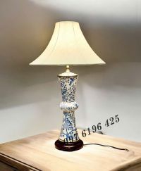 Đèn ngủ gốm Bát Tràng men lam hoa dây
