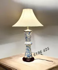 Đèn ngủ gốm Bát Tràng men lam hoa dây