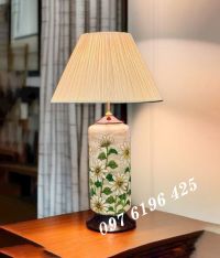 Đèn ngủ gốm Bát Tràng dáng trụ hoa cúc