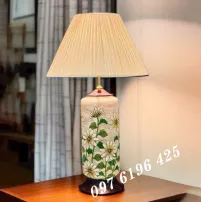Đèn ngủ gốm Bát Tràng dáng trụ hoa cúc