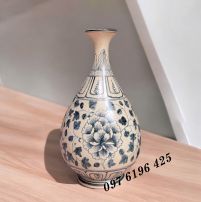 Lọ tỳ bà men rạn vẽ hoa dây