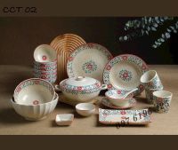 Bộ bát đĩa men tiêu cúc cát tường gốm Bát Tràng-02