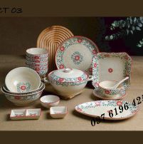 Bộ bát đĩa men tiêu cúc cát tường gốm Bát Tràng-03